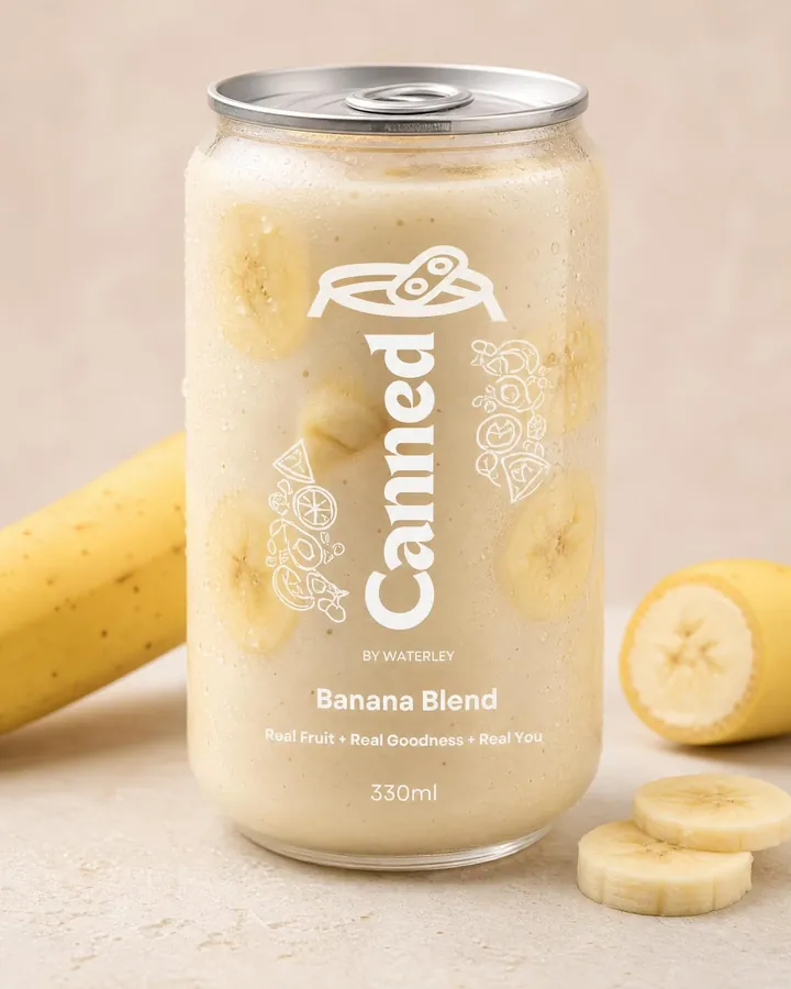 Canned by Waterley - Banana Blend shake premium cold-sealed can in Lahore