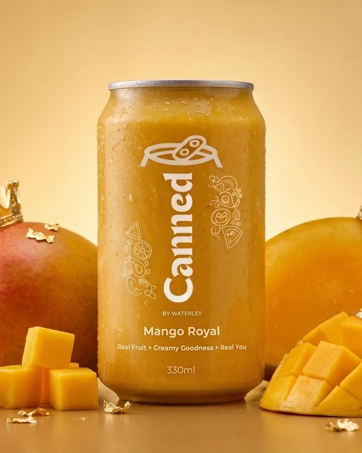 Canned by Waterley - Mango Royal shake premium cold-sealed can in Lahore